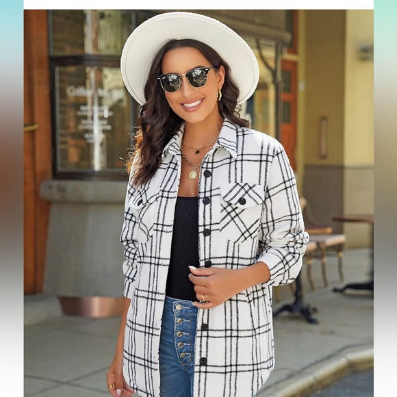 Oversized plaid shacket - Picture 1 of 3